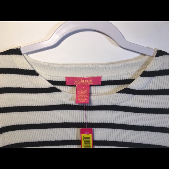 Striped slit sleeve tunic in white and black..... - Picture 6 of 8